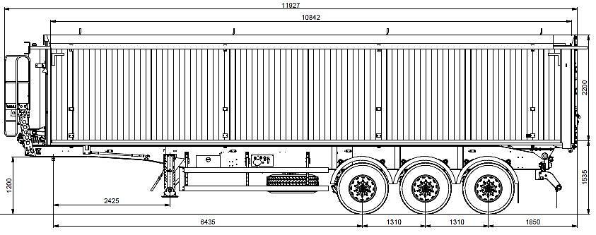 Полуприцеп самосвальный ЗАСЛАВ кузов алюминиевый NW.11.22.AKD.P, ~60м&sup3;